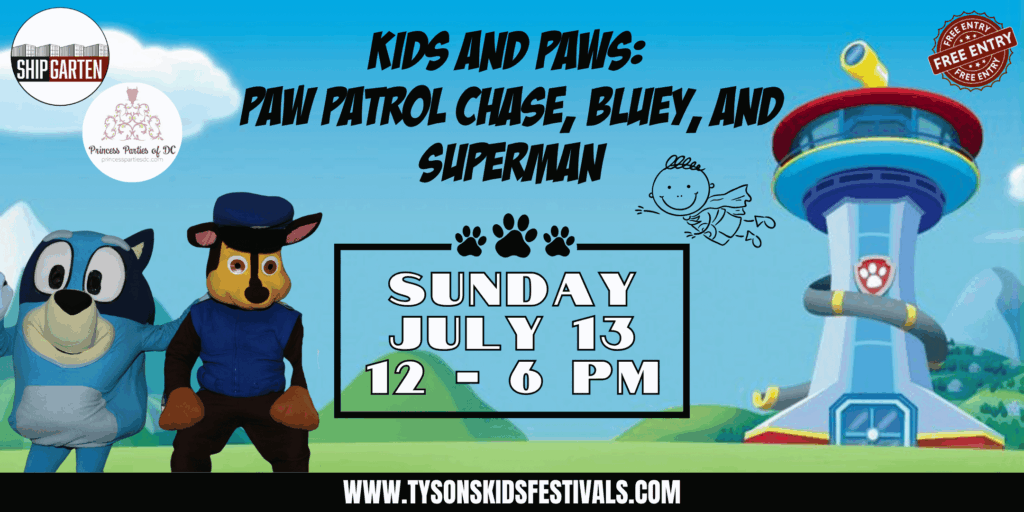 Kids and Paws: Paw Patrol Chase, Bluey, and Superman
