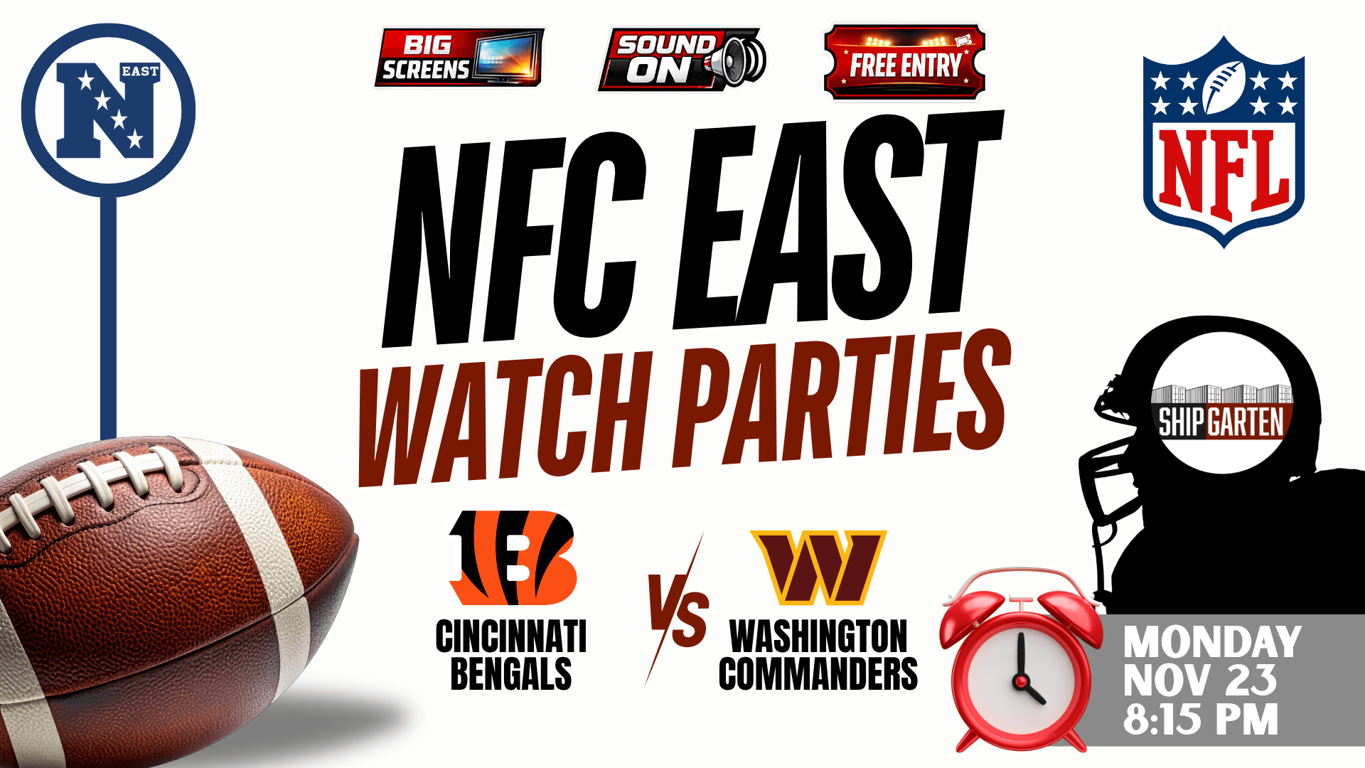 Cincinnati Bengals vs Washington Commanders watch party at Shipgarten in McLean Virginia