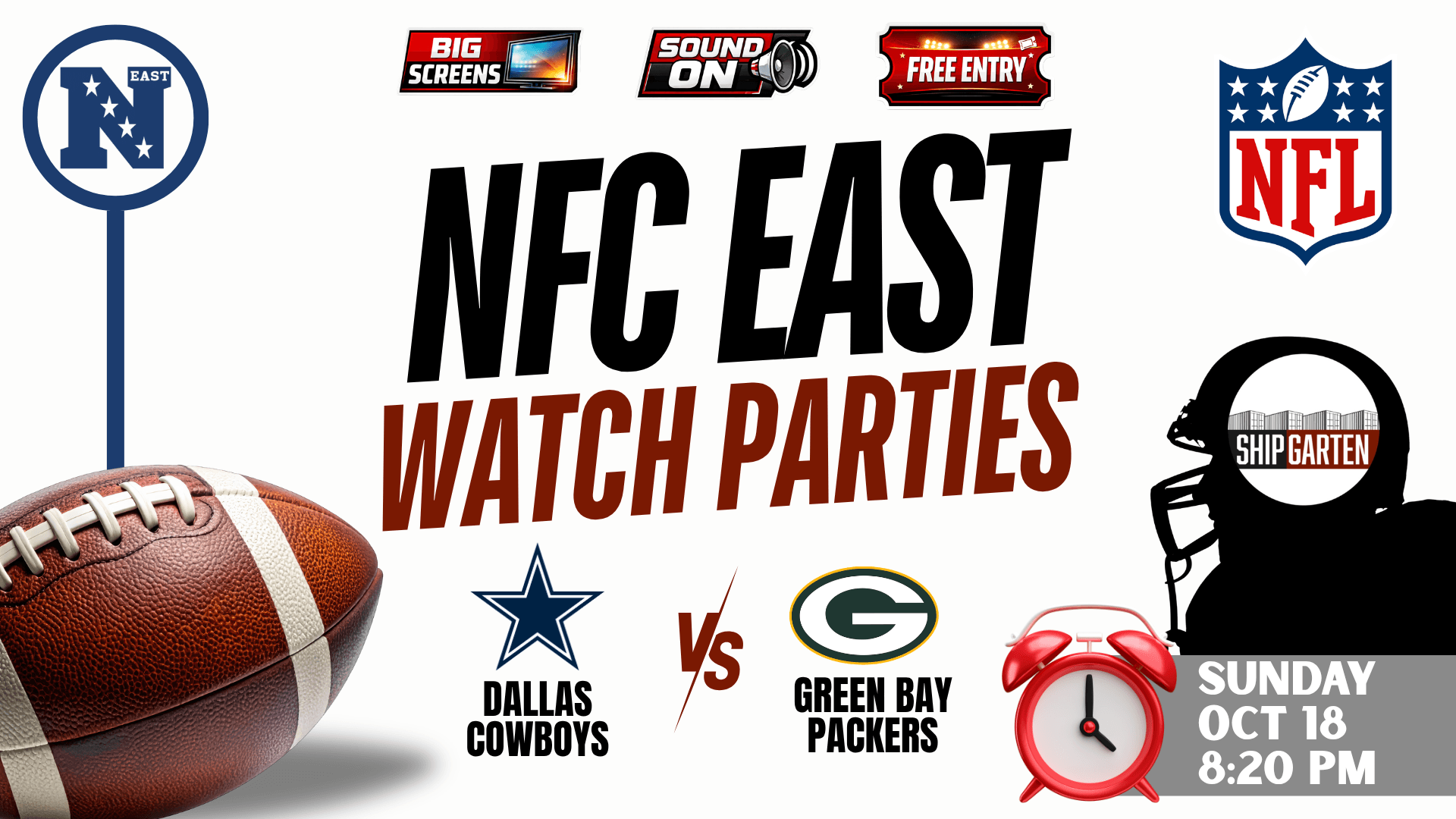 Dallas Cowboys vs Green Bay Packers watch party at Shipgarten in McLean Virginia