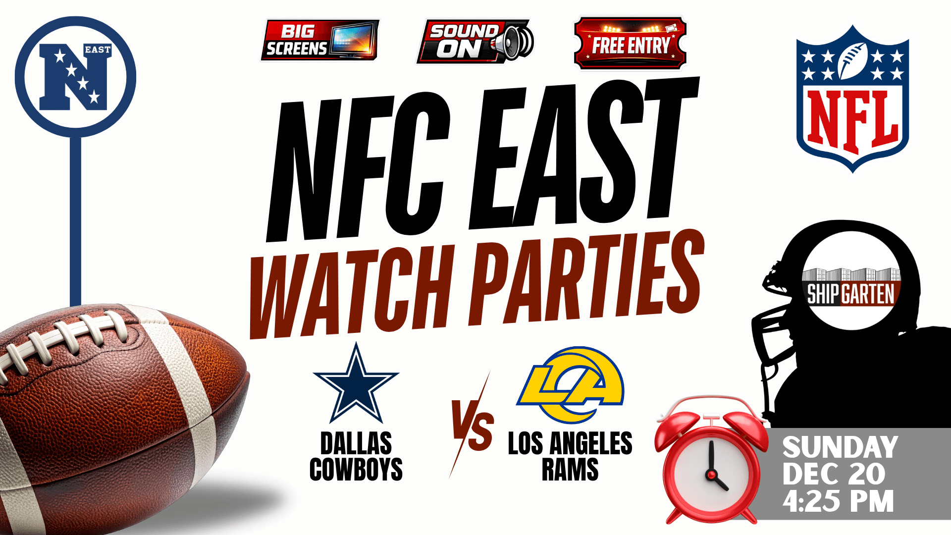 Dallas Cowboys vs Los Angeles Rams watch party at Shipgarten in McLean Virginia