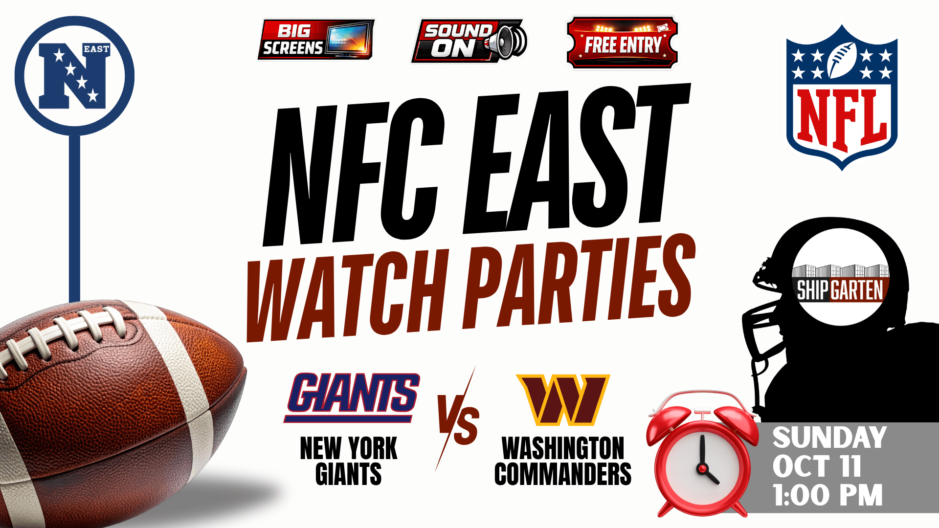 New York Giants vs Washington Commanders watch party at Shipgarten in McLean Virginia