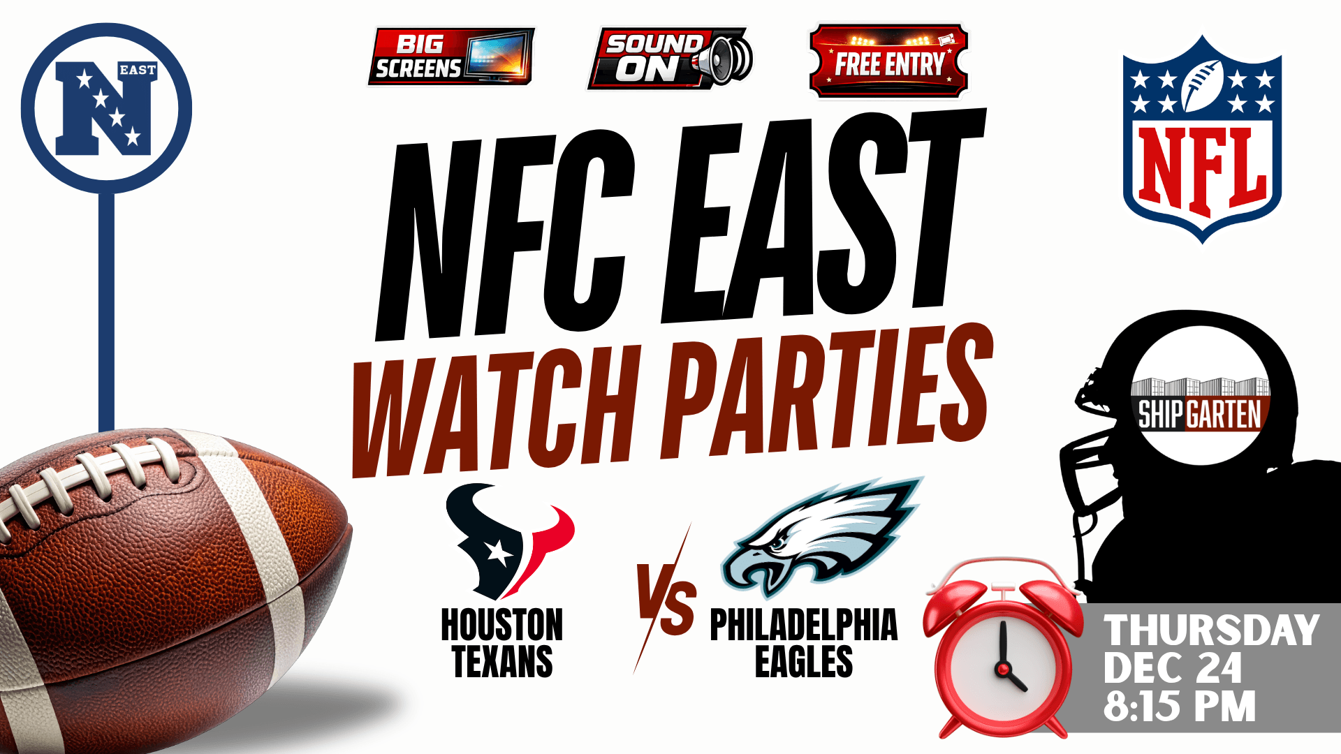 Houston Texans vs Philadelphia Eagles watch party at Shipgarten in McLean Virginia