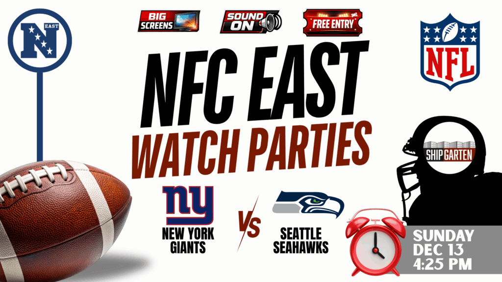 New York Giants vs Seattle Seahawks NFL watch party at Shipgarten in McLean VA on December 13, 2026 at 4:25 PM