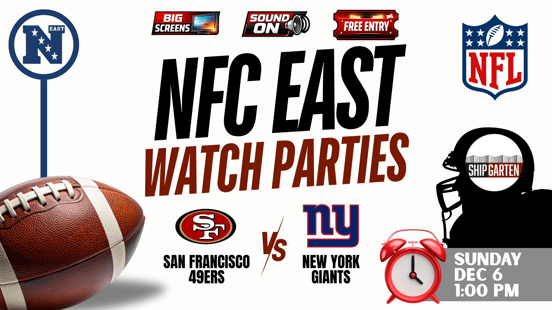 San Francisco 49ers vs New York Giants NFL watch party at Shipgarten in McLean, Virginia