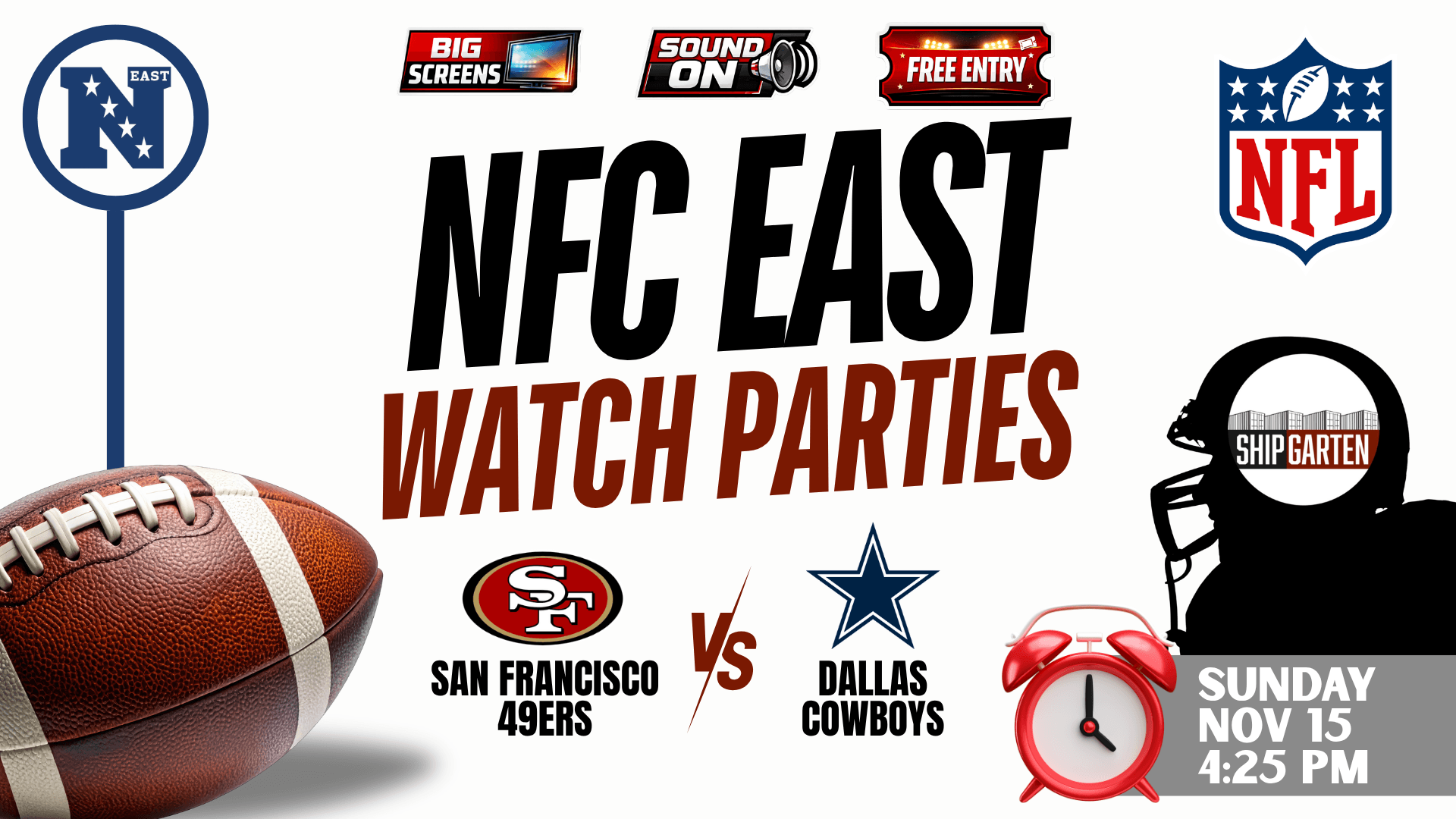 San Francisco 49ers vs Dallas Cowboys NFL watch party at Shipgarten in McLean, Virginia