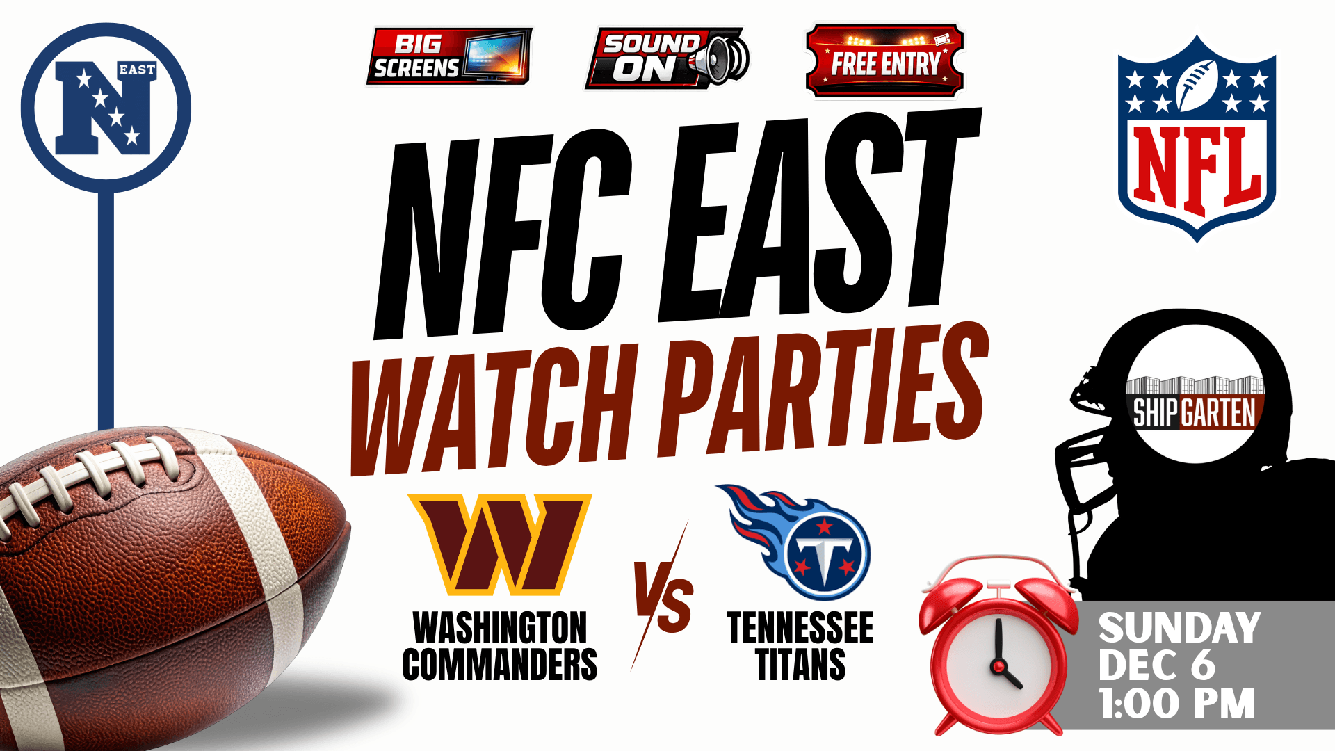 Washington Commanders vs Tennessee Titans NFL watch party at Shipgarten in McLean, Virginia