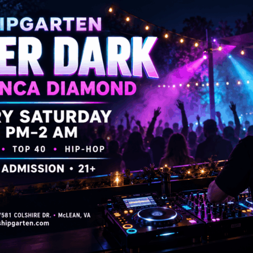 Shipgarten After Dark with Bianca Diamond every Saturday in McLean Virginia
