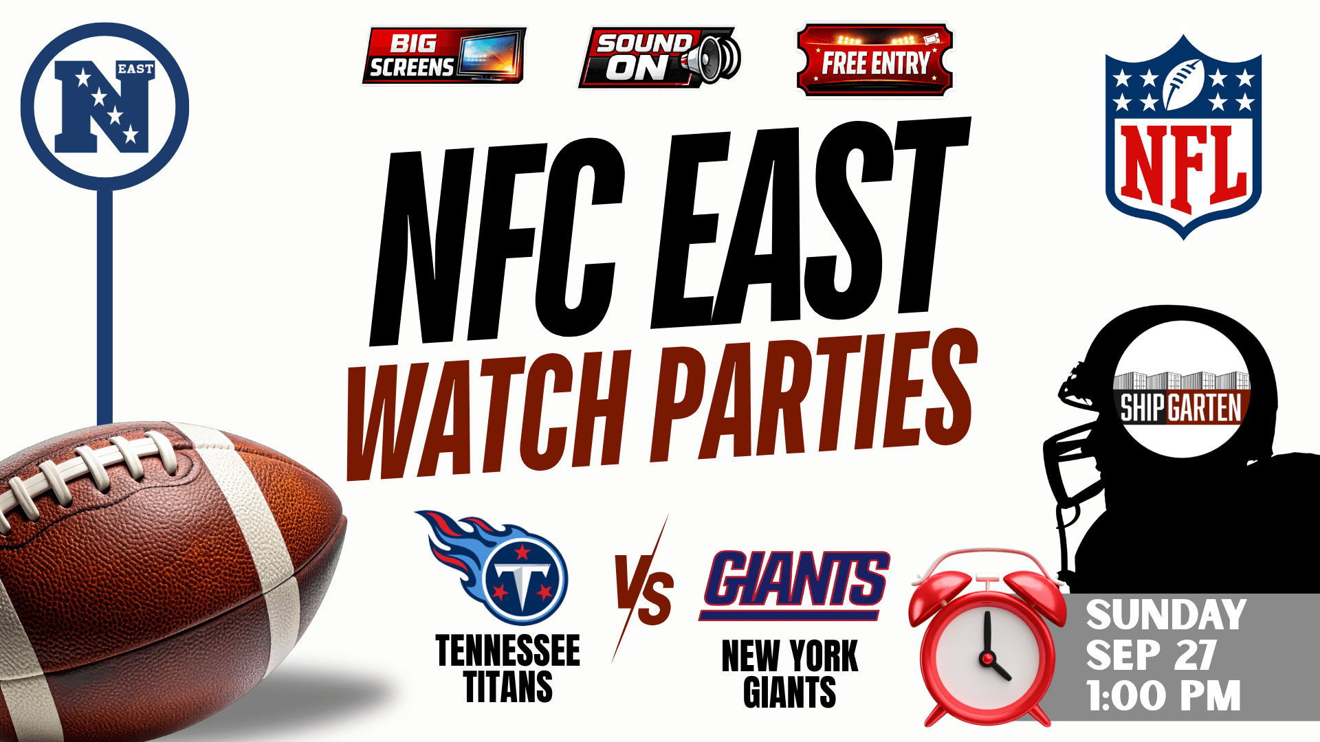 Tennessee Titans vs New York Giants NFL watch party at Shipgarten in McLean, Virginia