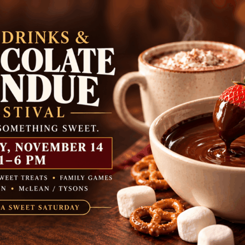 Shipgarten festival banner showing steaming hot cocoa and a strawberry dipped in chocolate fondue, announcing November 14 from 1–6 PM.