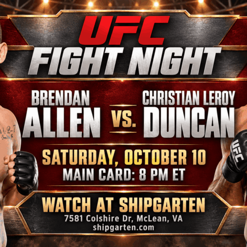 ESPN fight card screenshot for UFC Fight Night: Allen vs. Duncan, showing the main card and preliminary matchups for October 10, 2026.